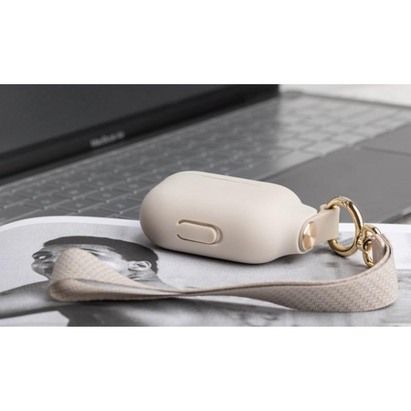 Moshi Pebbo - Étui AirPods Pro avec dragonne détachable (Beige Savanna)