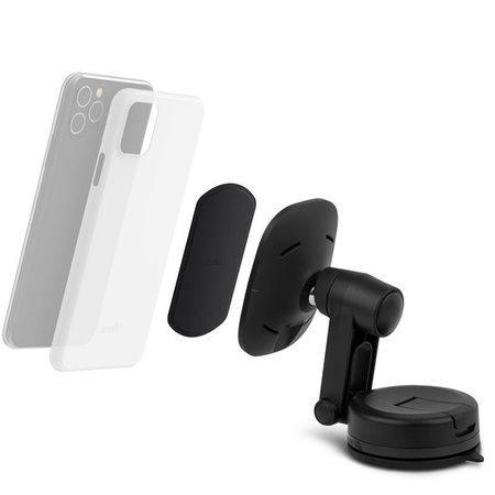 Moshi SnapTo Universal Car Mount with Wireless Charging - Support de voiture magnétique avec chargement sans fil (noir)