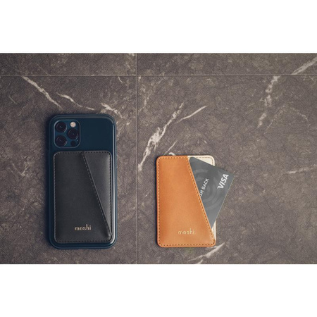 Moshi Slim Wallet - Magnetic Wallet (SnapTo™ System) (Caramel Brown)