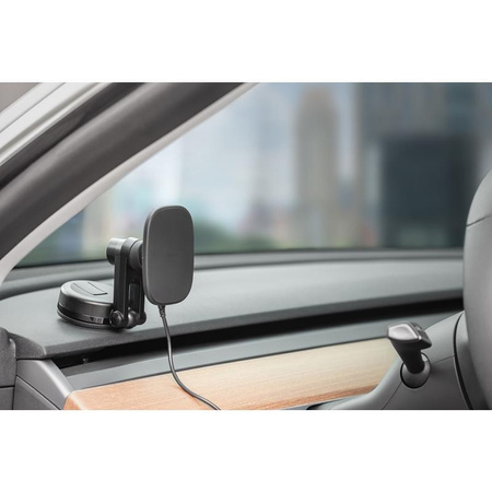 Moshi SnapTo Universal Car Mount with Wireless Charging- Magnetic Car Mount with Wireless Charging (Black)