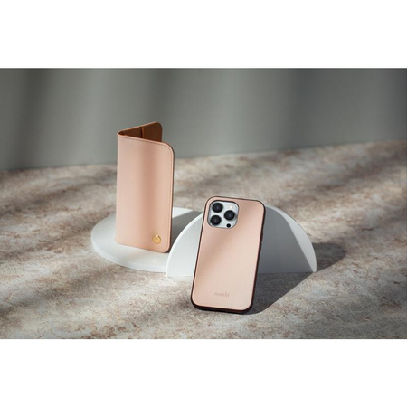 Moshi Overture - 3-in-1 case with flip cover for iPhone 13 Pro (anti-bacterial NanoShield™) (Luna Pink)