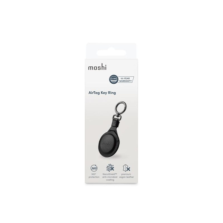 Moshi AirTag kulcstartó - Prémium kulcstartó az Apple AirTaghez (Jet Black)