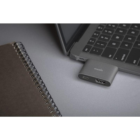 Moshi USB-C adapter - Adapter HDMI 4K és HDR HDMI-hez 60W Power Delivery töltéstámogatással (titánszürke)