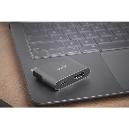 Moshi USB-C Adapter - Przejściówka do HDMI 4K i HDR z obsługą ładowania Power Delivery 60W (Titanium Gray)