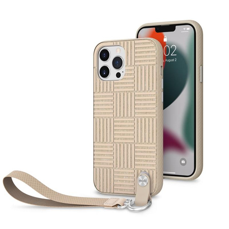 Moshi Altra - tok levehető zsinórral iPhone 13 Pro Max (antibakteriális NanoShield™) (Sahara Beige)