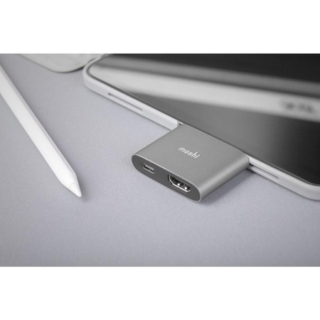 Moshi USB-C Adapter - Przejściówka do HDMI 4K i HDR z obsługą ładowania Power Delivery 60W (Titanium Gray)