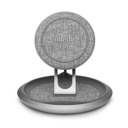Moshi Lounge Q Wireless Charging Stand - Qi wireless inductive charger for iPhone and Android 15W (Nordic Gray)