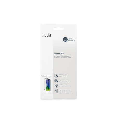 Moshi iVisor AG - Matná ochranná fólie pro iPhone 12 / iPhone 12 Pro (černý rámeček)
