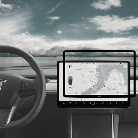 Moshi iVisor AG - Matte Schutzfolie für Tesla Model 3/Y Mittelkonsolenbildschirm (Schwarz/Klar Matt)