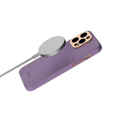 Moshi Napa Slim MagSafe - Skórzane etui iPhone 14 Pro (Lavender Purple)