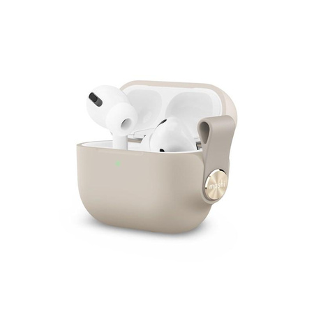 Moshi Pebbo – Etui AirPods Pro z odpinanym paskiem na rękę (Savanna Beige)