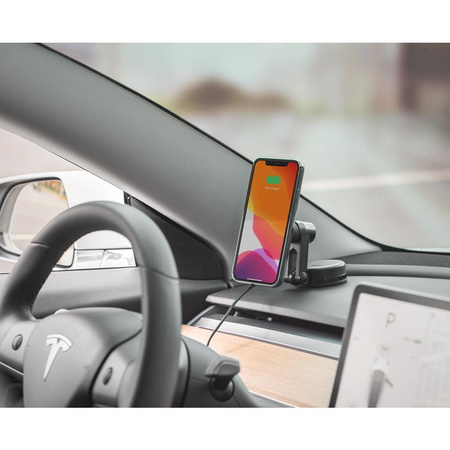 Moshi SnapTo Universal Car Mount with Wireless Charging- Magnetic Car Mount with Wireless Charging (Black)