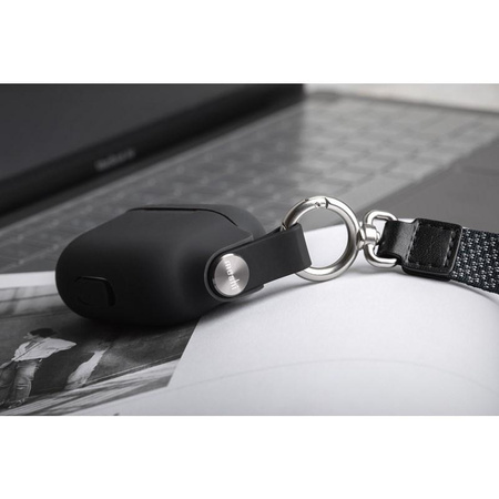 Moshi Pebbo - Étui pour AirPods Pro avec dragonne amovible (Shadow Black)