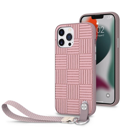 Moshi Altra - Pouzdro s odnímatelnou šňůrkou na iPhone 13 Pro Max (antibakteriální NanoShield™) (růžové)