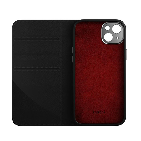 Moshi Overture MagSafe - Leather 3-in-1 flip case for iPhone 14 Plus (Midnight Black)