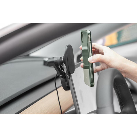 Moshi SnapTo Universal Car Mount with Wireless Charging- Magnetic Car Mount with Wireless Charging (Black)