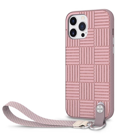 Moshi Altra - Pouzdro s odnímatelnou šňůrkou na iPhone 13 Pro Max (antibakteriální NanoShield™) (růžové)