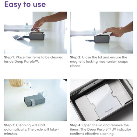 Moshi Deep Purple - Portable UV-C LED sanitizer (gray)