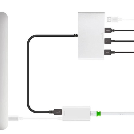 Moshi USB-C zu Gigabit Ethernet Adapter - Aluminium Adapter von USB-C zu Gigabit Ethernet (silber)