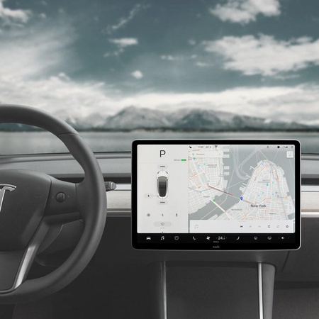 Moshi iVisor AG - Matte Schutzfolie für Tesla Model 3/Y Mittelkonsolenbildschirm (Schwarz/Klar Matt)