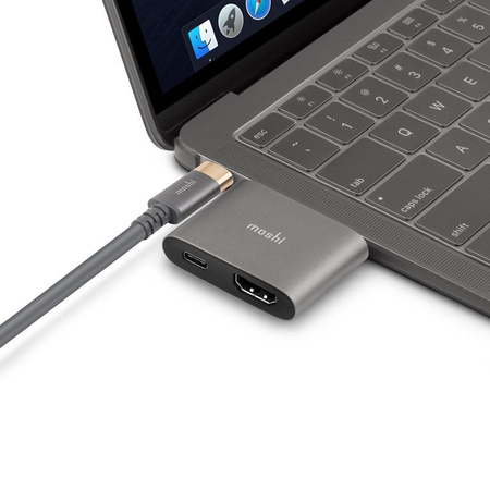 Moshi USB-C Adapter - Przejściówka do HDMI 4K i HDR z obsługą ładowania Power Delivery 60W (Titanium Gray)