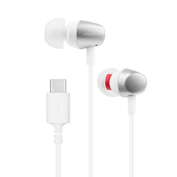Moshi Mythro C - Casque intra-auriculaire USB-C en aluminium avec microphone (Jet Silver)