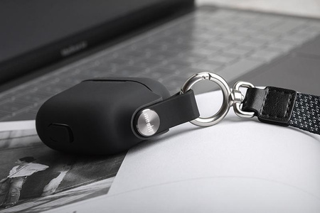 Moshi Pebbo - Étui AirPods 3 avec dragonne amovible (Shadow Black)