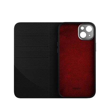 Moshi Overture MagSafe - Bőr 3 az 1-ben tok flip cover iPhone 14 (éjfekete)