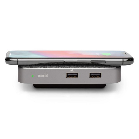 Moshi Symbus Q - Hub USB-C + ładowarka bezprzewodowa indukcyjna Qi do iPhone i Android (Gray)
