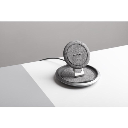 Moshi Lounge Q vezeték nélküli töltőállvány - Qi vezeték nélküli induktív töltő iPhone és Android 15W (Nordic Gray)