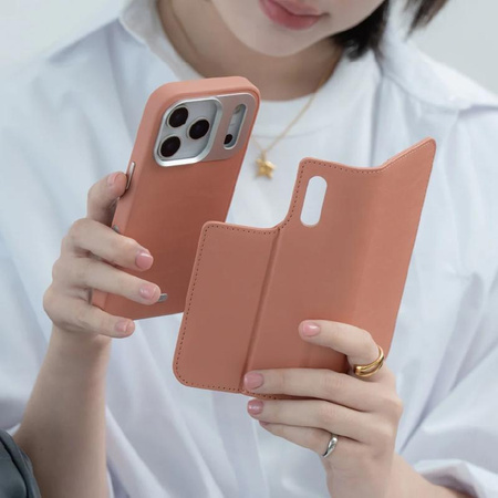Moshi Overture MagSafe - Skórzane etui 3w1 z klapką iPhone 17 Pro (Misty Coral)