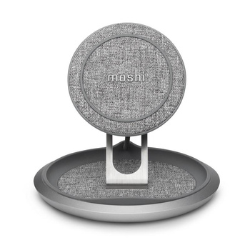 Moshi Lounge Q Wireless Charging Stand - Chargeur sans fil Qi à induction pour iPhone et Android 15W (Nordic Gray)