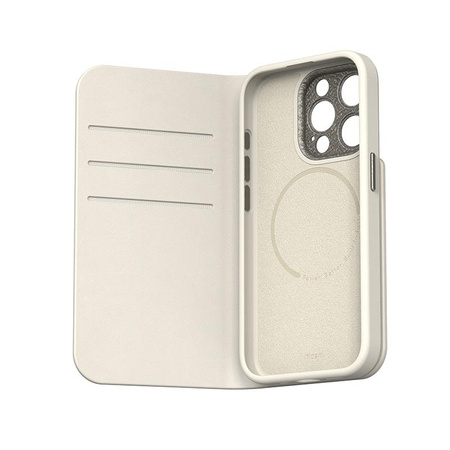 Moshi Overture MagSafe - 3-in-1-Ledertasche für iPhone 15 Pro (Eggnog White)
