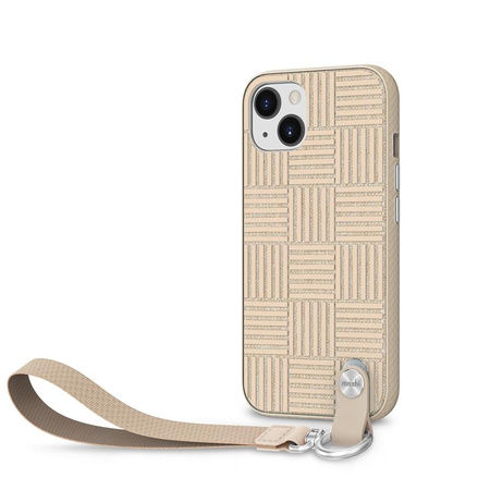 Moshi Altra - tok levehető zsinórral iPhone 13 (antibakteriális NanoShield™) (Sahara Beige)