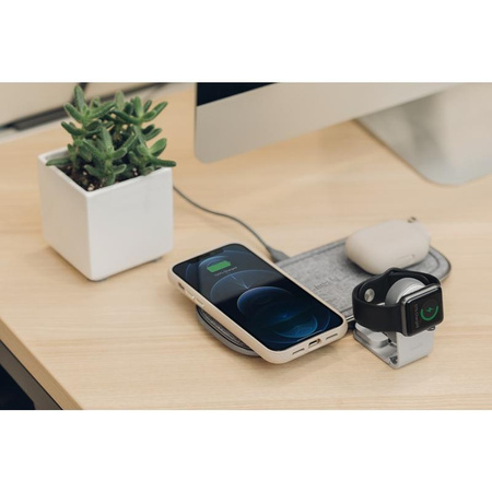 Moshi Sette Q - Podwójna bezprzewodowa ładowarka indukcyjna Qi do iPhone i Android (Nordic Grey)
