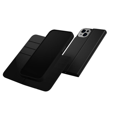 Moshi Overture MagSafe - 3-in-1-Ledertasche für iPhone 14 Plus (Midnight Black)
